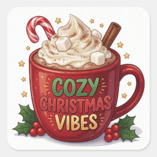 Cosy Christmas Cocoa Holiday Winter Cheer Square Sticker