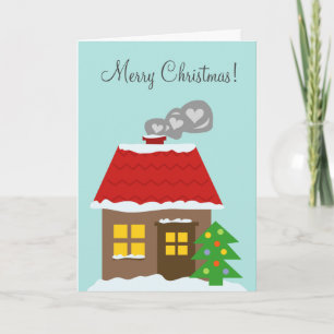 Cosy Christmas cottage house custom Holiday Card