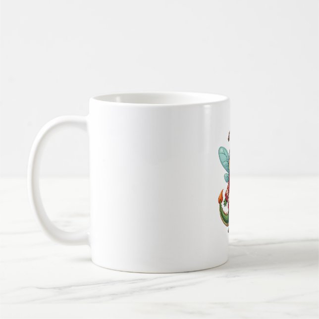 Cosy Christmas Dragonfly Coffee Mug (Left)