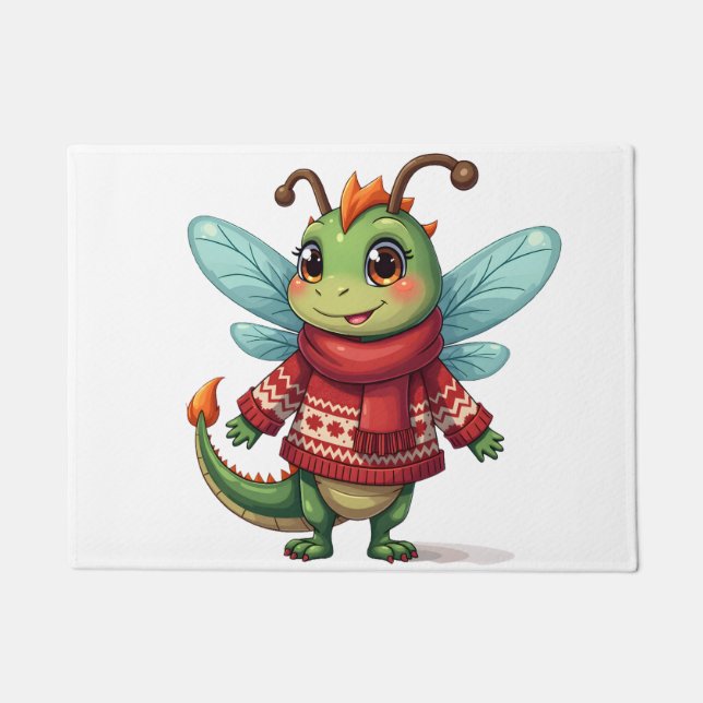 Cosy Christmas Dragonfly Doormat (Front)
