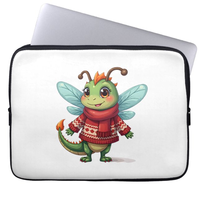 Cosy Christmas Dragonfly Laptop Sleeve (Front)