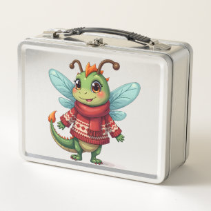 Cosy Christmas Dragonfly Metal Lunch Box