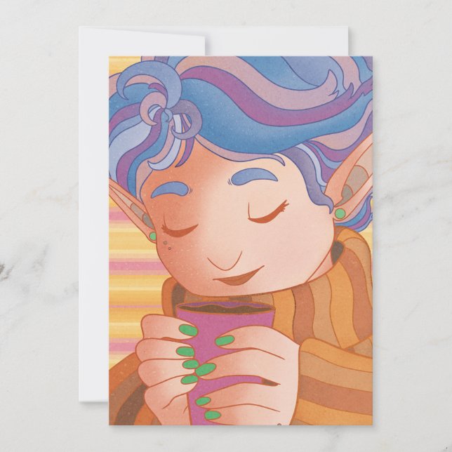 Cosy Christmas Elf Holiday Card (Front)