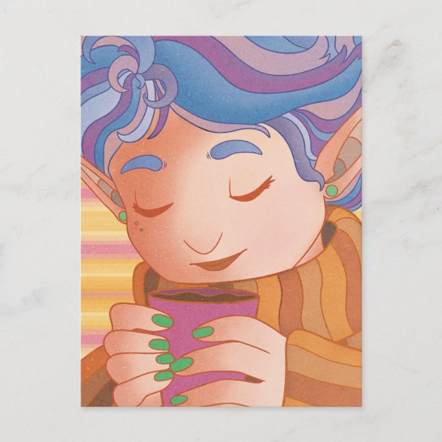 Cosy Christmas Elf Postcard (Front)