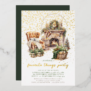 Cosy Christmas favourite things Foil Invitation