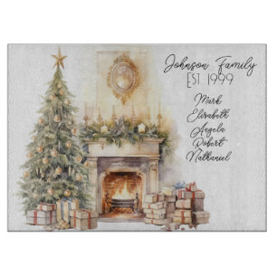 Cosy Christmas Fireplace Cutting Board