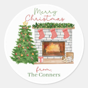 Cosy Christmas Fireplace gift stickers
