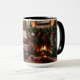 Cosy Christmas Fireplace Holiday Mug