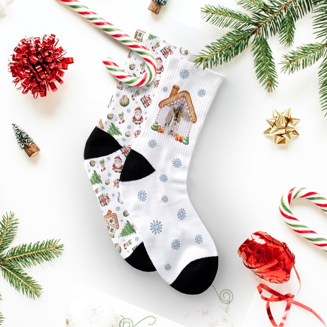 Cosy Christmas Gingerbred Photo Photo Pattern Socks (Cozy Christmas Gingerbred Photo Photo Pattern Socks)
