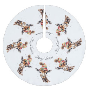 Cosy Christmas Giraffe, custom Brushed Polyester Tree Skirt