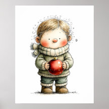 Cosy Christmas Girl Wall Art