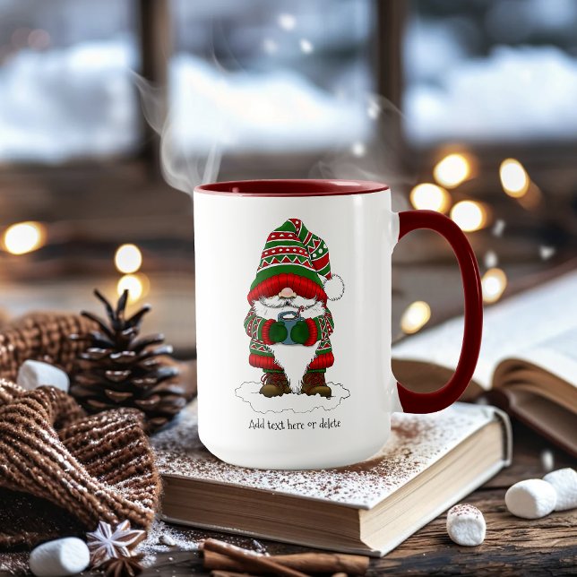 Cosy Christmas Gnome Red Green Winter Cute Mug (Creator Uploaded)