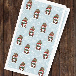 Cosy Christmas Gnome Red Green Winter Cute Napkin