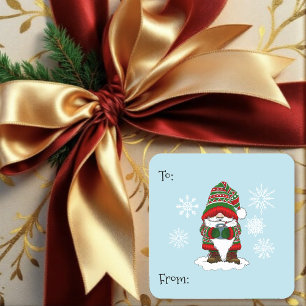 Cosy Christmas Gnome Red Green Winter Cute  Square Sticker