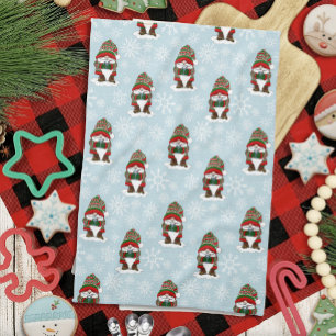 Cosy Christmas Gnome Red Green Winter Cute Tea Towel