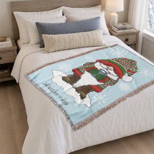 Cosy Christmas Gnome Red Green Winter Cute Throw Blanket
