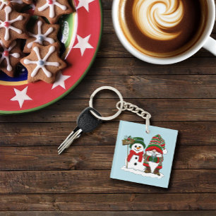 Cosy Christmas Gnome Snowman Winter Holiday Cute Key Ring