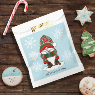 Cosy Christmas Green Red Gnome Winter  Cute Favour Bags