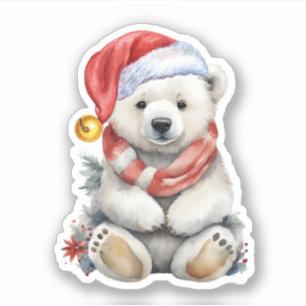 Cosy Christmas Hat Polar Bear with Red Scarf