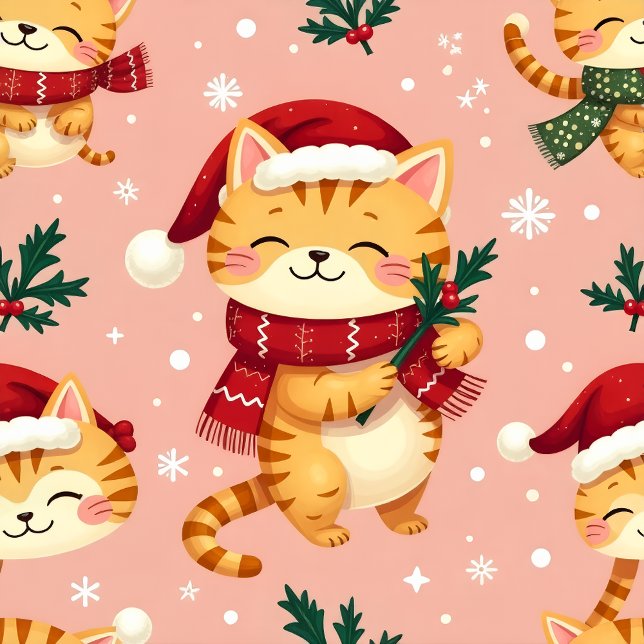 Cosy Christmas Kitty Holiday Card (“Warm wishes from a cozy Christmas kitty!”)