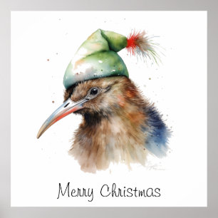 Cosy Christmas Kiwi, custom Poster