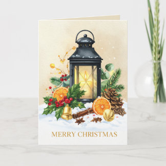 Cosy Christmas Lantern Merry Christmas Holiday Card