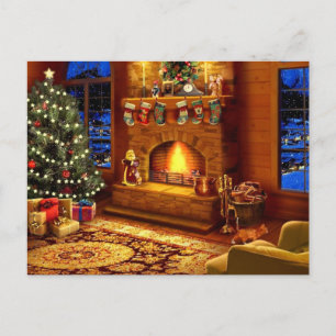 Cosy Christmas Living room Holiday Postcard