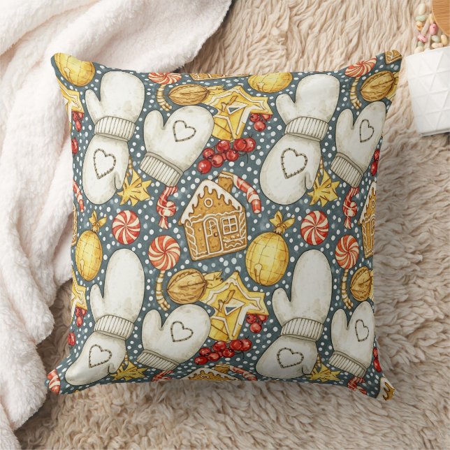 Cosy Christmas Mittens & Gingerbread Cushion (Blanket)