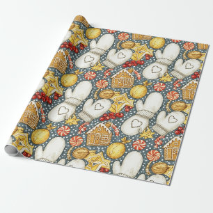 Cosy Christmas Mittens & Gingerbread Wrapping Paper