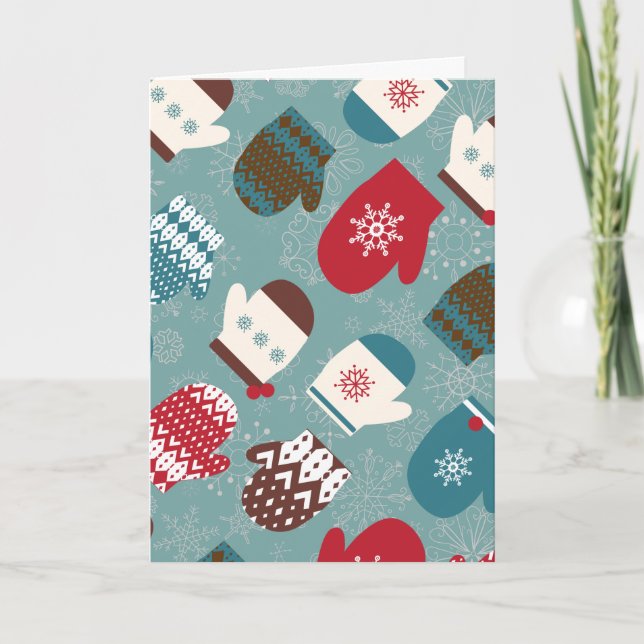 Cosy Christmas Mittens Holiday Card (Front)