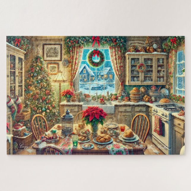 Cosy Christmas Morning in the Kitchen Jigsaw Puzzle (Horizontal)