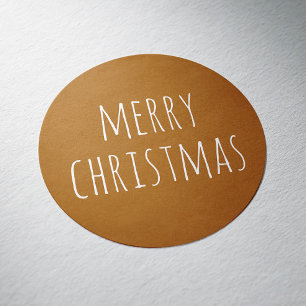 Cosy Christmas   Mustard Brown Minimalist Holiday Classic Round Sticker