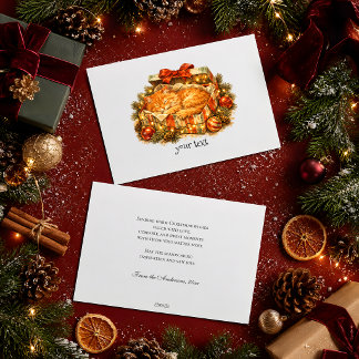 Cosy Christmas Orange Cat Sleeping Gift Box Retro Holiday Card