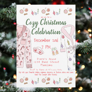 Cosy Christmas Pajama Party Festive Pyjamas Robes Invitation