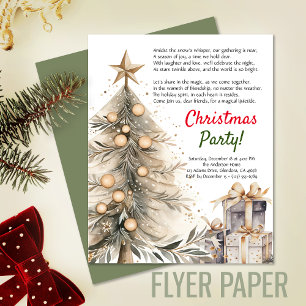 Cosy Christmas Party Xmas Tree Poem Invitation Flyer