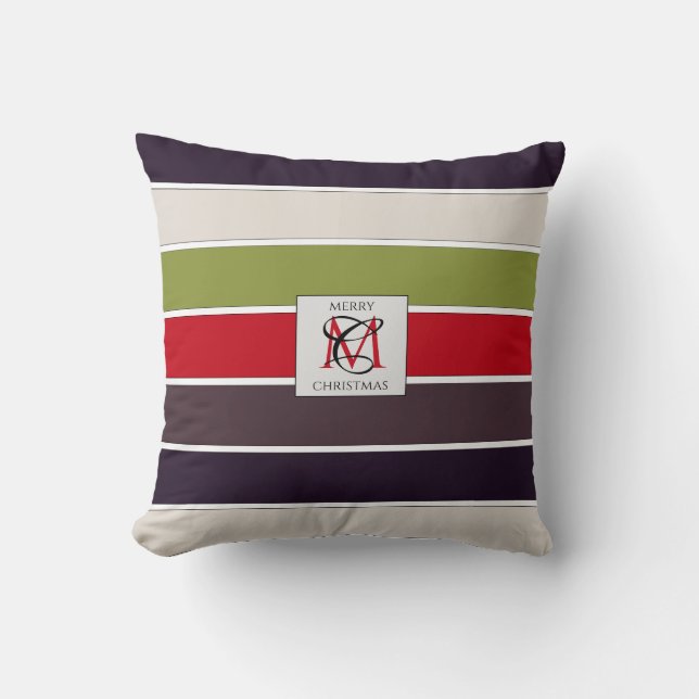 Cosy Christmas Pastel Colour Palette Monogram Cushion (Front)