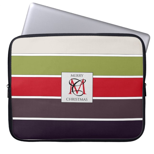 Cosy Christmas Pastel Colour Palette Monogram Laptop Sleeve (Front)