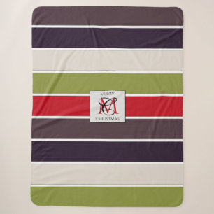 Cosy Christmas Pastel Colour Palette Monogram Sherpa Blanket