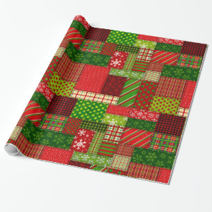 Cosy Christmas Patchwork Quilt Wrapping Paper