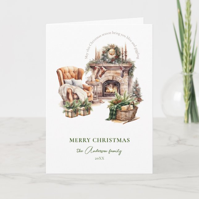 Cosy Christmas photo holiday Card (Front)