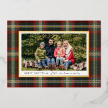 Cosy Christmas Plaid Foil Holiday Card