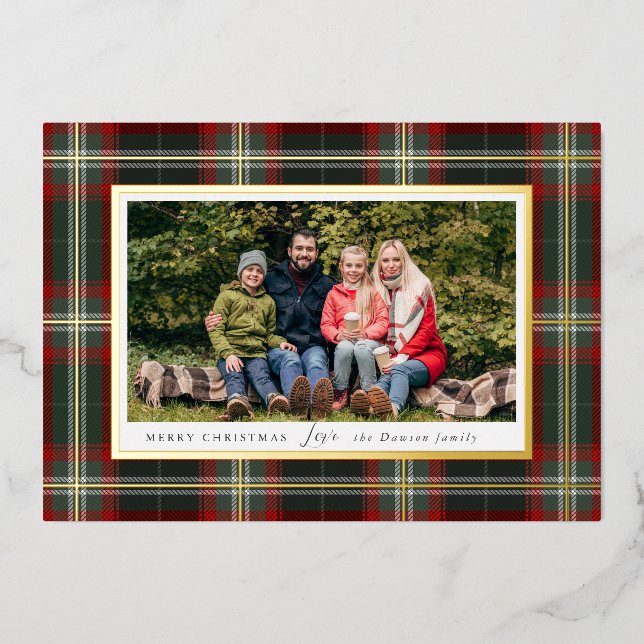 Cosy Christmas Plaid Foil Holiday Card (Front)