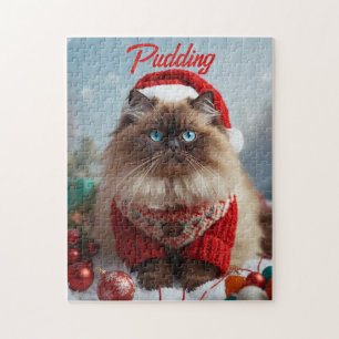 Cosy Christmas Ragdoll Cat Personalised Jigsaw Puzzle