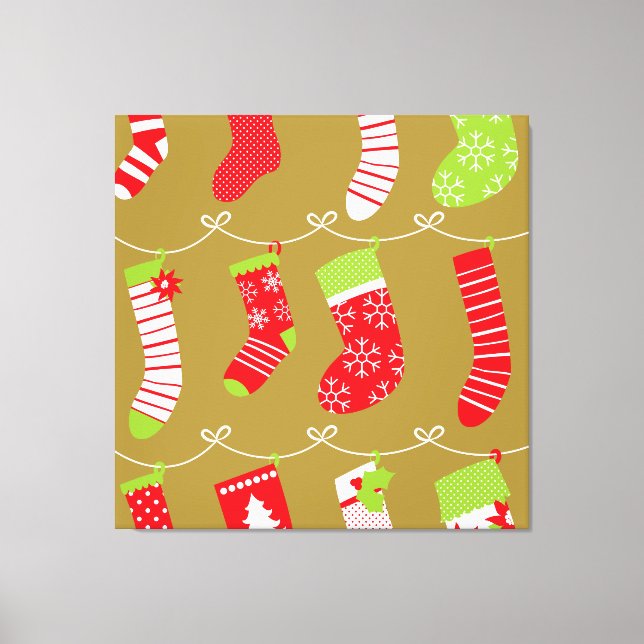 Cosy Christmas Retro Winter Socks Canvas Print (Front)