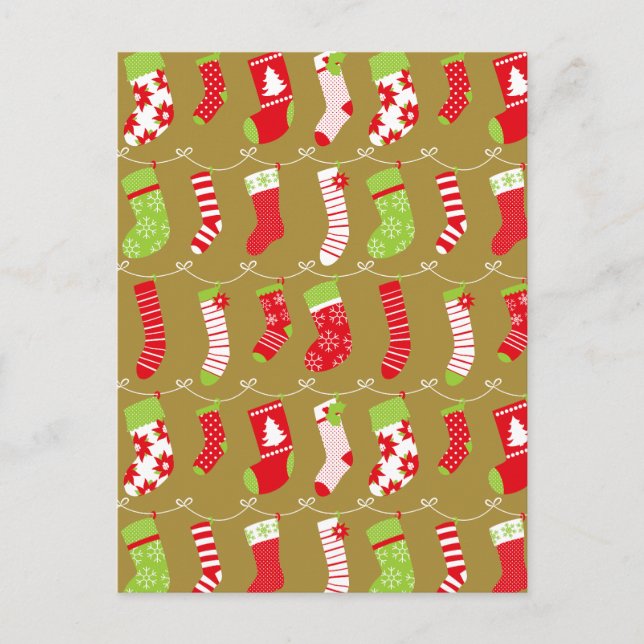 Cosy Christmas Retro Winter Socks Holiday Postcard (Front)