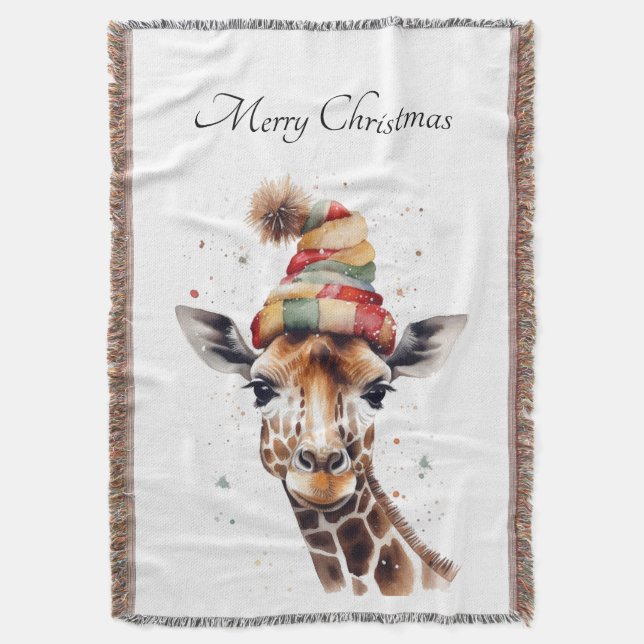 Cosy Christmas Safari, custom Throw Blanket (Front Vertical)