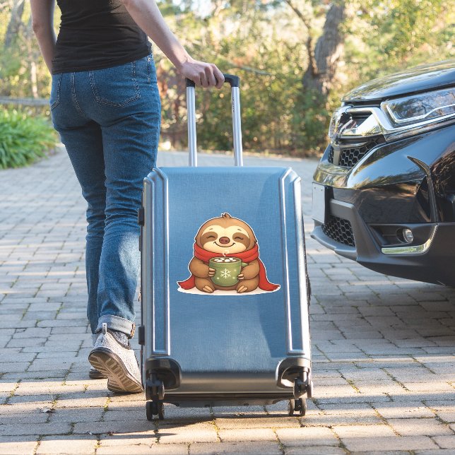 Cosy Christmas Sloth with Hot Chocolate � Cute Win (Suitcase Insitu)