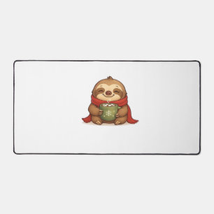 Cosy Christmas Sloth with Hot Chocolate � Cute Win Desk Mat