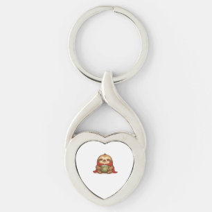 Cosy Christmas Sloth with Hot Chocolate � Cute Win Key Ring
