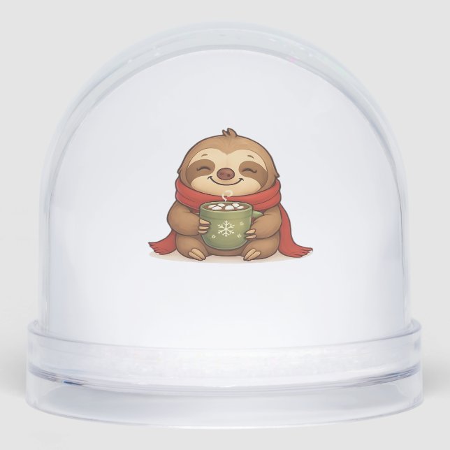 Cosy Christmas Sloth with Hot Chocolate � Cute Win Snowglobe (Front)